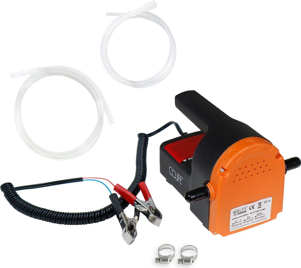 CCLIFE 12V 60W Tragbare Ölabsaugpumpe Dieselpumpe Kraftstoffpumpen Ölpumpe Absaugpumpe,Color:Orange,tragbare,60w