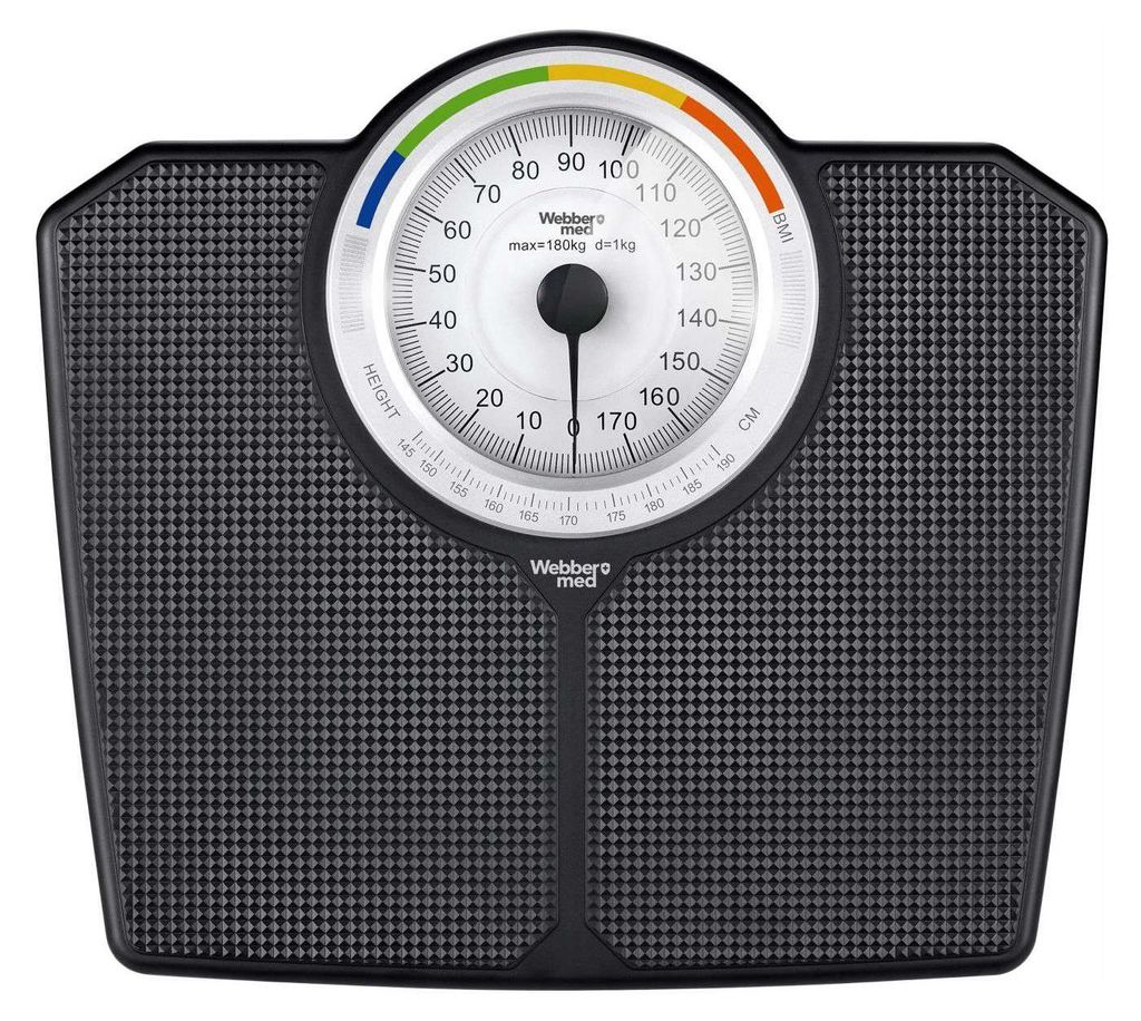 Mechanická koupelnová váha s BMI, váživost 180 kg, černá Obrázek produktu 