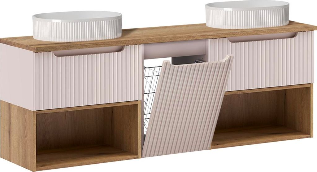 Doppelwaschtisch 160.4cm Riva mit 2 Schubladen, Kaschmir