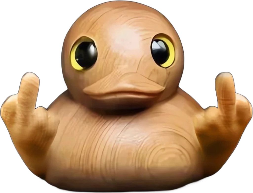 Hölzerne Mittelfinger-Entenfigur, kleine gelbe Entenstatue, Skulptur, handgefertigt, Tiermodell, Home-Office, Schreibtisch-Dekoration, Ornament