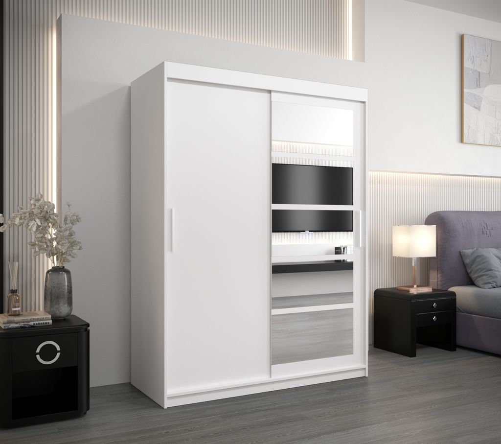 Kleiderschrank mit Spiegeln CLEOPATRA – Breite 150 cm, weiß