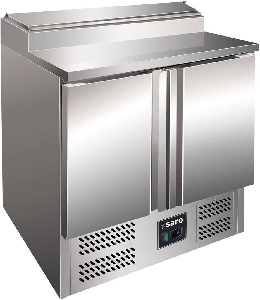 SARO Belegstation - 1/6 GN, Modell FRAN 2-türig Zubereitungstisch, Salattheke, Saladette, GN-Einlass, Deckel, Arbeitsfläche, Imbiss, Asiatisch, P...