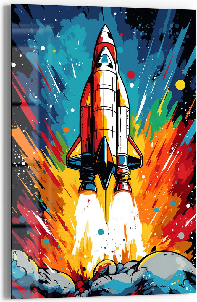 DEQOART Glasbild Echtglas 60x90 cm 'Galaktischer Aufbruch' Wandbild Bild modern Deko