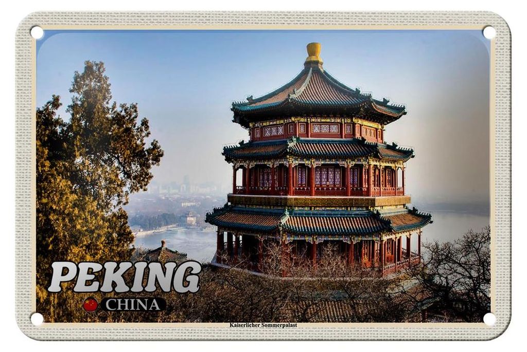 Blechschild Reise 18x12cm Peking China Kaiserlicher Sommerpalast