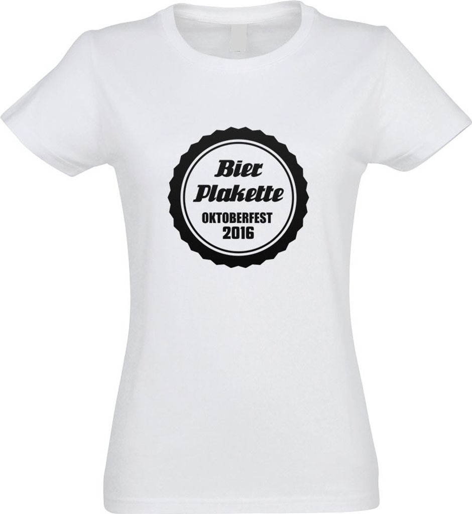 Kiwistar - T-Shirt tailliert - Damen - Weiss - Bierplakette 2013 M1 - mit Motiv Bedruckt - Funshirt Design - Sport - Freizeit - Damen - L