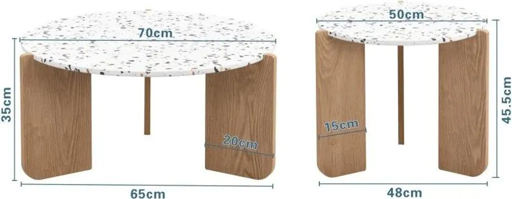 Table basse pliante pour salon et canapé - Lot de 2 beige multi-usage - 6