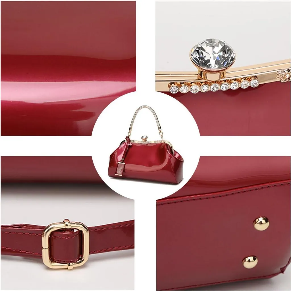 Borsa a Mano Rossa Coolives | Pelle Verniciata Elegante per Matrimoni - 4