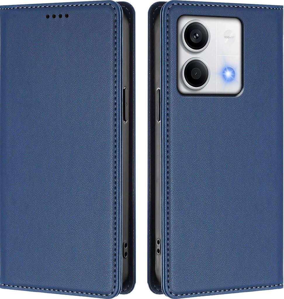 Handyhülle für Xiaomi Redmi Note 13 5G, Kunstleder Klapphülle Stoßfeste Magnetische Hülle mit Ständer Dunkelblau