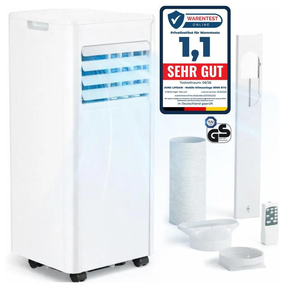 Mobiles Klimagerät 9000 BTU mit Abluftschlauch, 4-in-1 Produktbild 