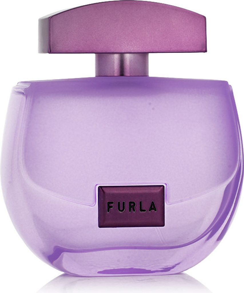 A studio shot of a purple Furla perfume bottle.