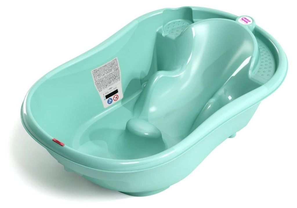 Okbaby Onda Ergonomische Badewanne 0-12 Monate mit Digitalthermometer - Blau