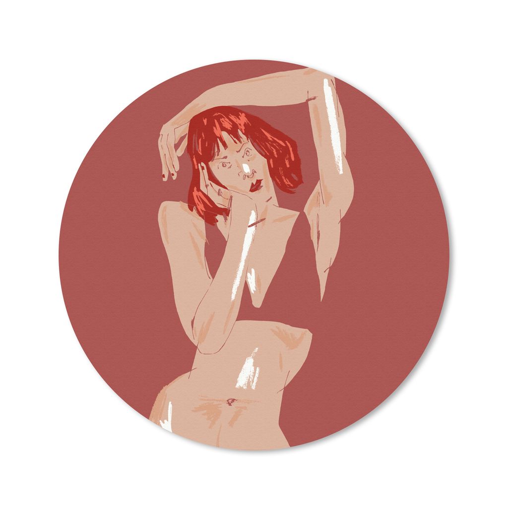 MuchoWow Mauspad Mousepad Frau - Rot - Abstrakt - Porträt 40x40 cm - Mousepads - Maus Mat - Pad - Mausunterlage - Schreibtisch Accessoires