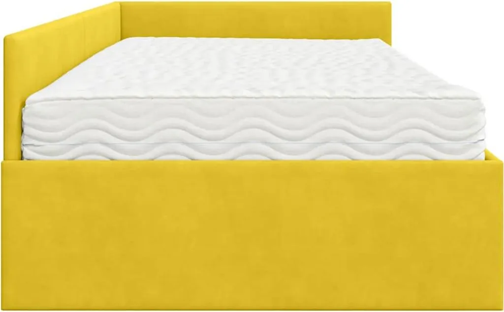 Lit d'angle gain de place en velours vert avec matelas inclus, ensemble - 8