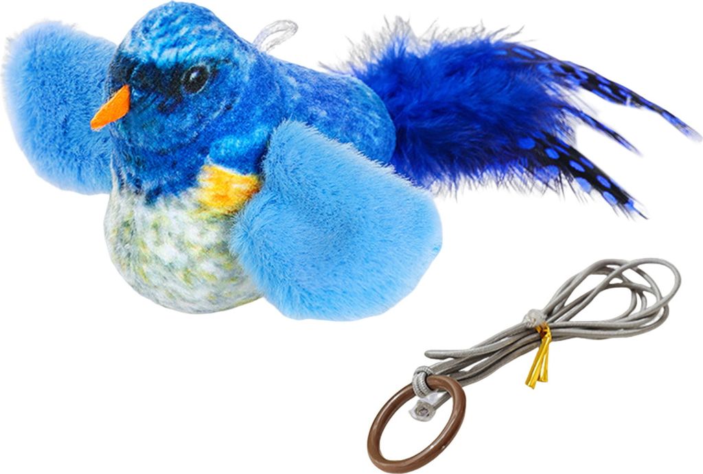Katzenspielzeug mit zwitscherndem Vogel, interaktives Vogelspielzeug mit flatternden Flügeln, batteriebetrieben, stimulierendes Tierspielzeug für...