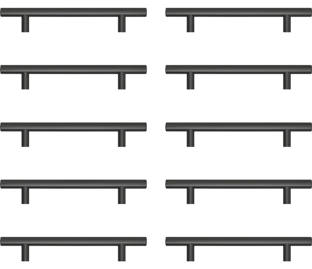 Poignée de Meuble Noire en Inox 128mm pour Placard et Armoire de Cuisine