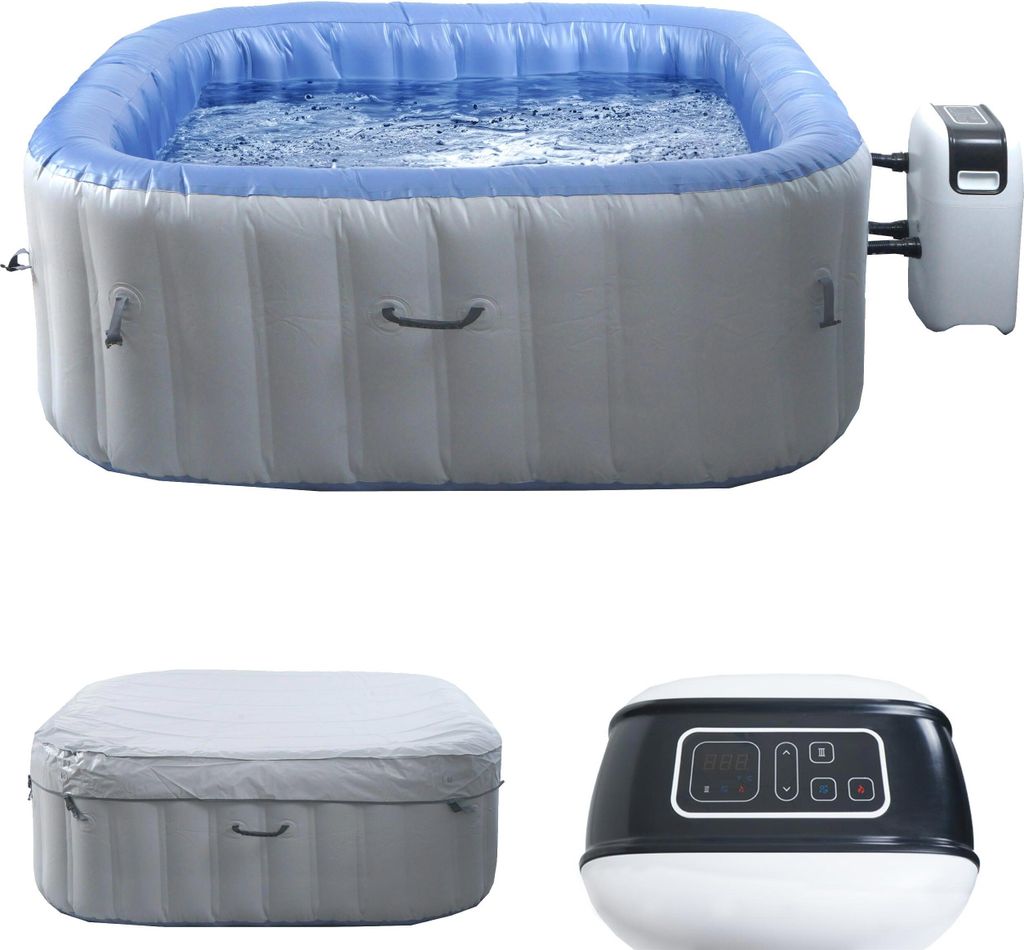 Whirlpool HWC-N97, 5 Personen, In-/Outdoor heizbar aufblasbar Pumpe PVC laminiert, eckig 180cm grau-blau