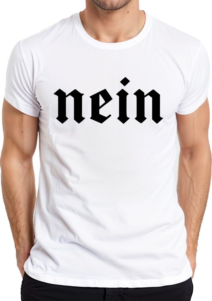 Nein altdeutsch Schriftzug Fraktur Blackletter Gothic Vintage Herren T-Shirt, Weiß, 3XL