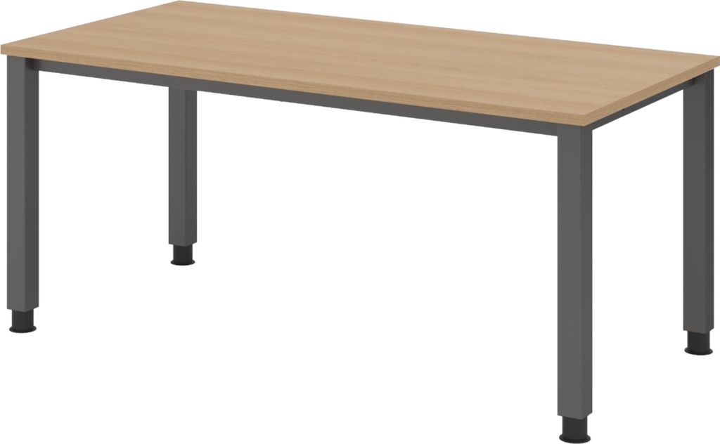 bümö Schreibtisch Serie-Q Gestell: Graphit - Größe: 160 x 80 cm, Nachbildung: Eiche