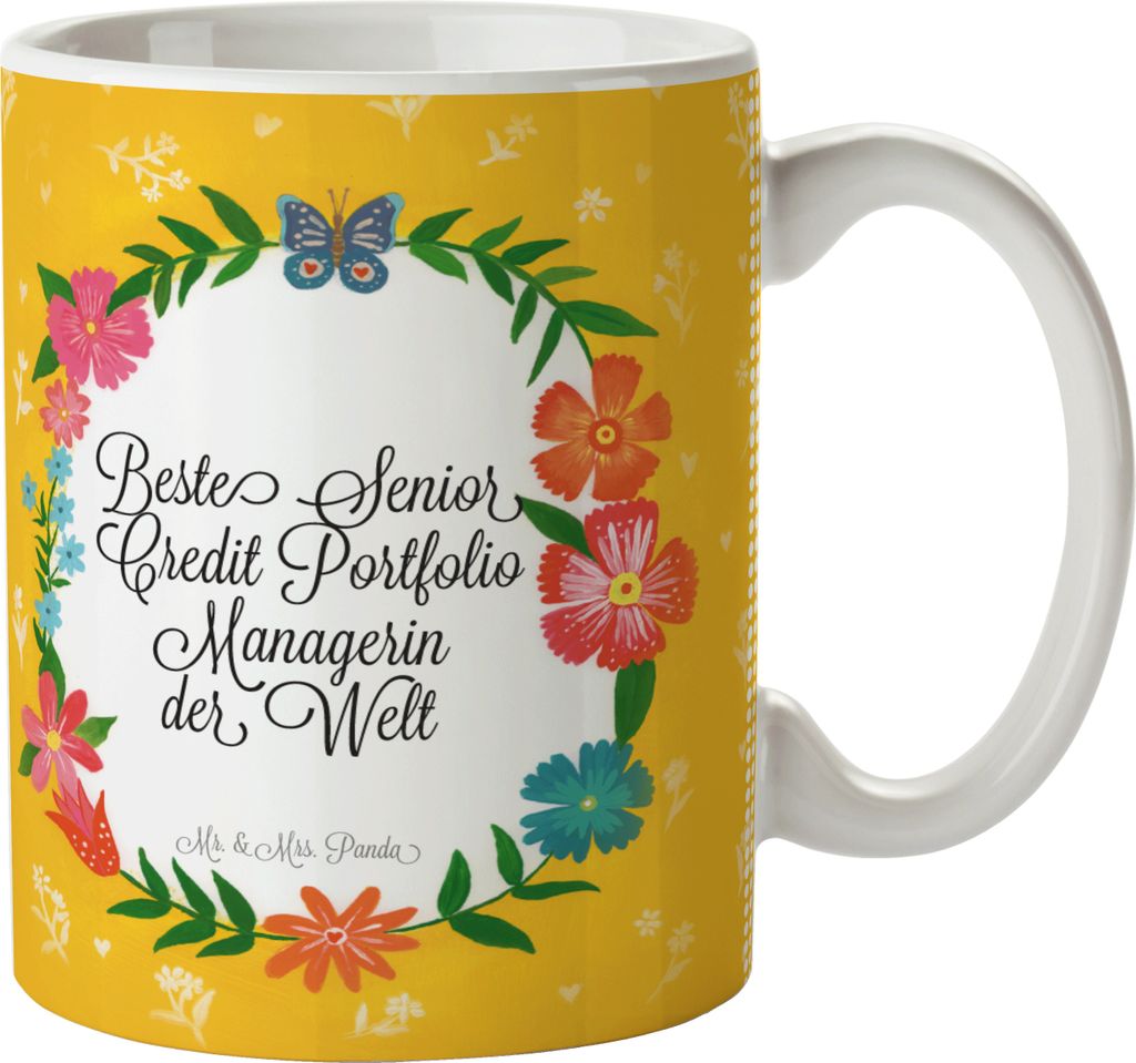 Mr. & Mrs. Panda Teetasse Senior Credit Portfolio Managerin - Geschenk, Tasse, Beruf, Henkelbecher, Kaffeebecher, Berufsausbildung, Berufsschule, S...