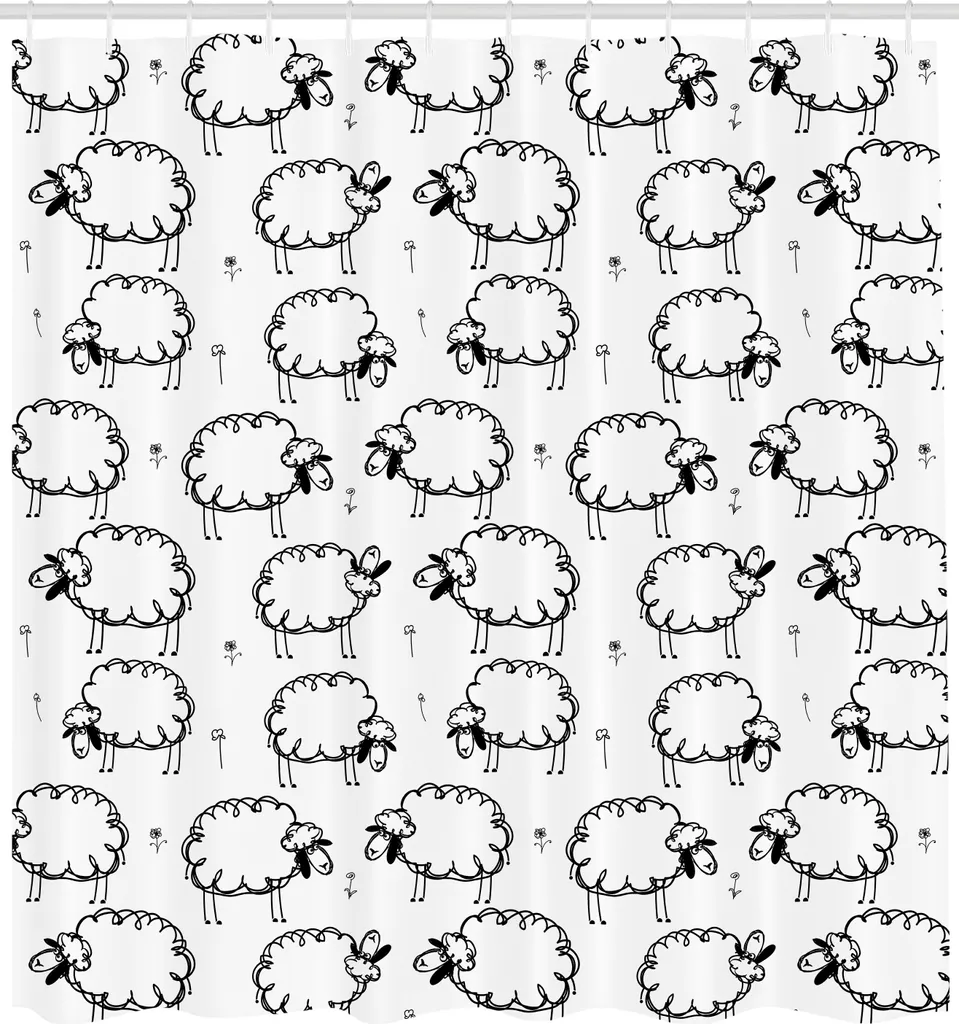 Grand rideau de douche textile à motif moutons pour chambre d'enfant