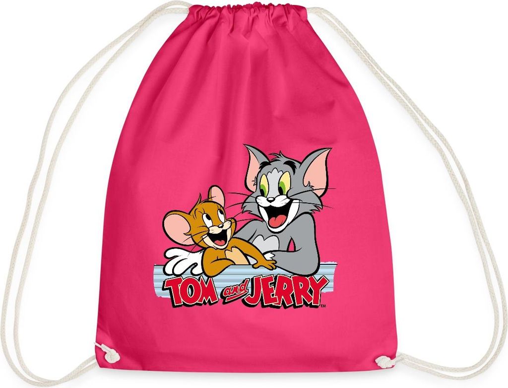 Spreadshirt Tom Und Jerry Fröhliche Freunde Turnbeutel, One size, Fuchsia