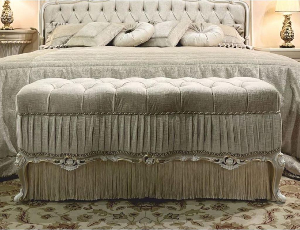 Casa Padrino Luxus Barock Sitzbank Weiß / Gold 132 cm - Barock Möbel - Italy