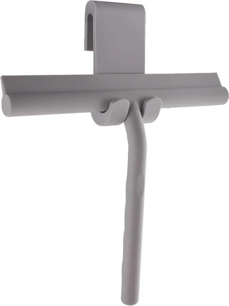 Raclette douche silicone gris 21 cm avec fixation ventouse sans trou
