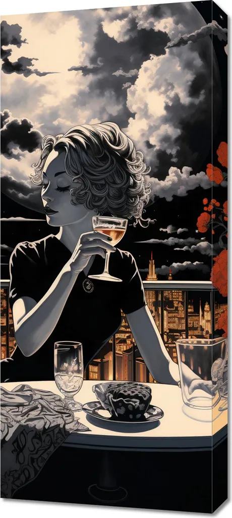 Quadro 40x90 cm Brindisi Serali | Tela Moderna per Arredo Soggiorno