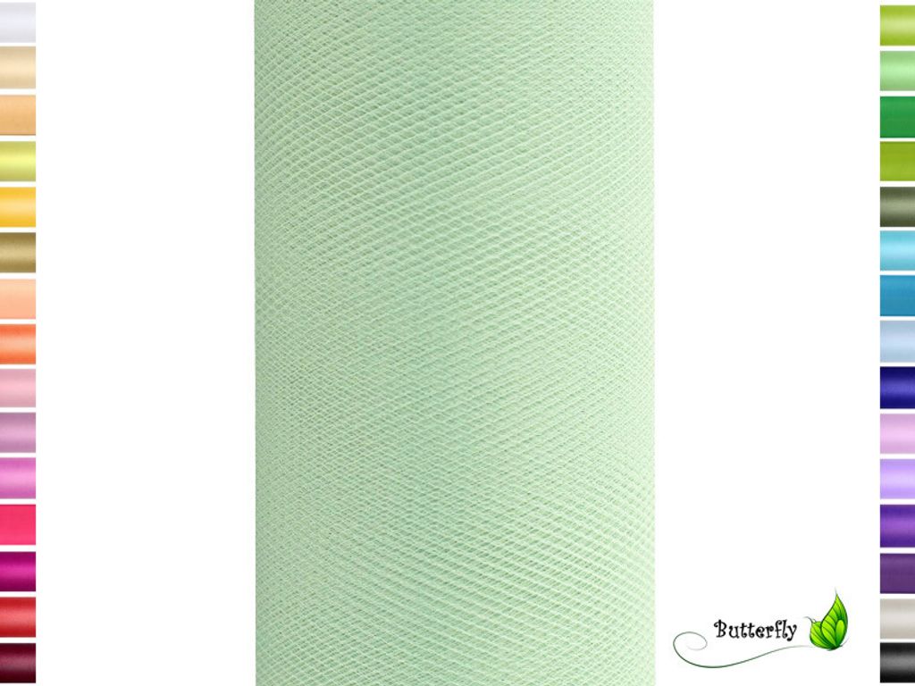 9m Rolle Tüll 15cm, Farbauswahl:mintgrün / mint 513