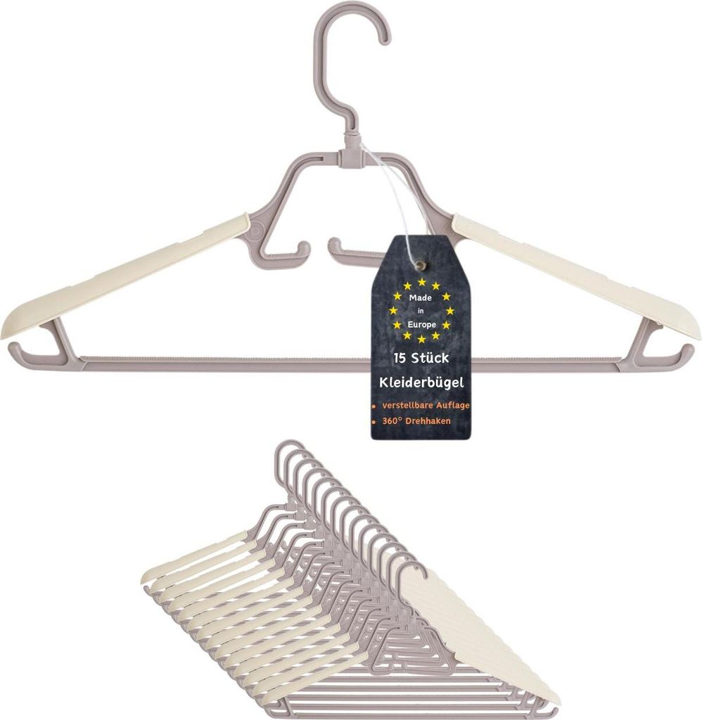 Gariella 15 x Kleiderbügel Flieder Beige