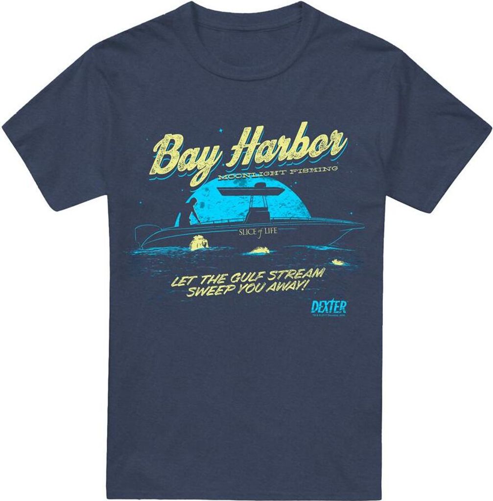 Dexter - "Moonlight Fishing" T-Shirt für Herren/Damen Uni TV15330 (XL) (Marineblau)