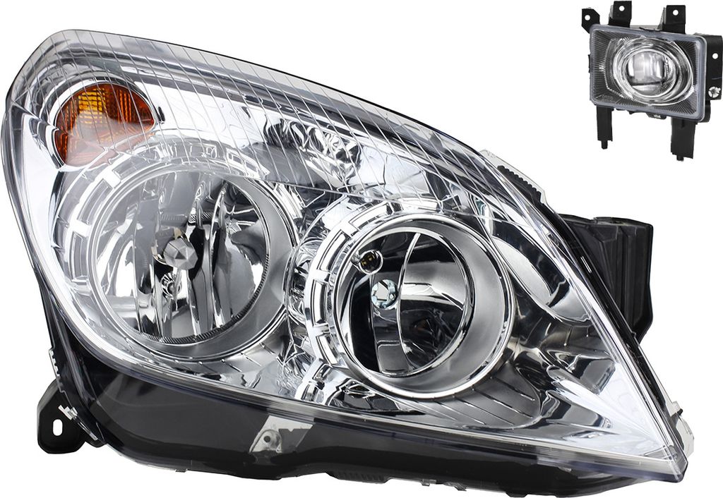 Johns, Scheinwerfer Halogen passend für Opel Astra H 03/04- H7 H1 Re. Beifahr. + Nebel. 1216660 93190070 1710369 13243425 13262000 6710052