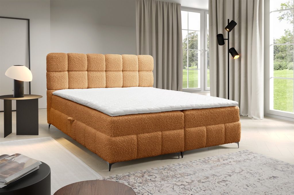 Boxspringbett Bett Schlafzimmerbett SOPHIE 140x200cm Stoff Rolf Honiggelb