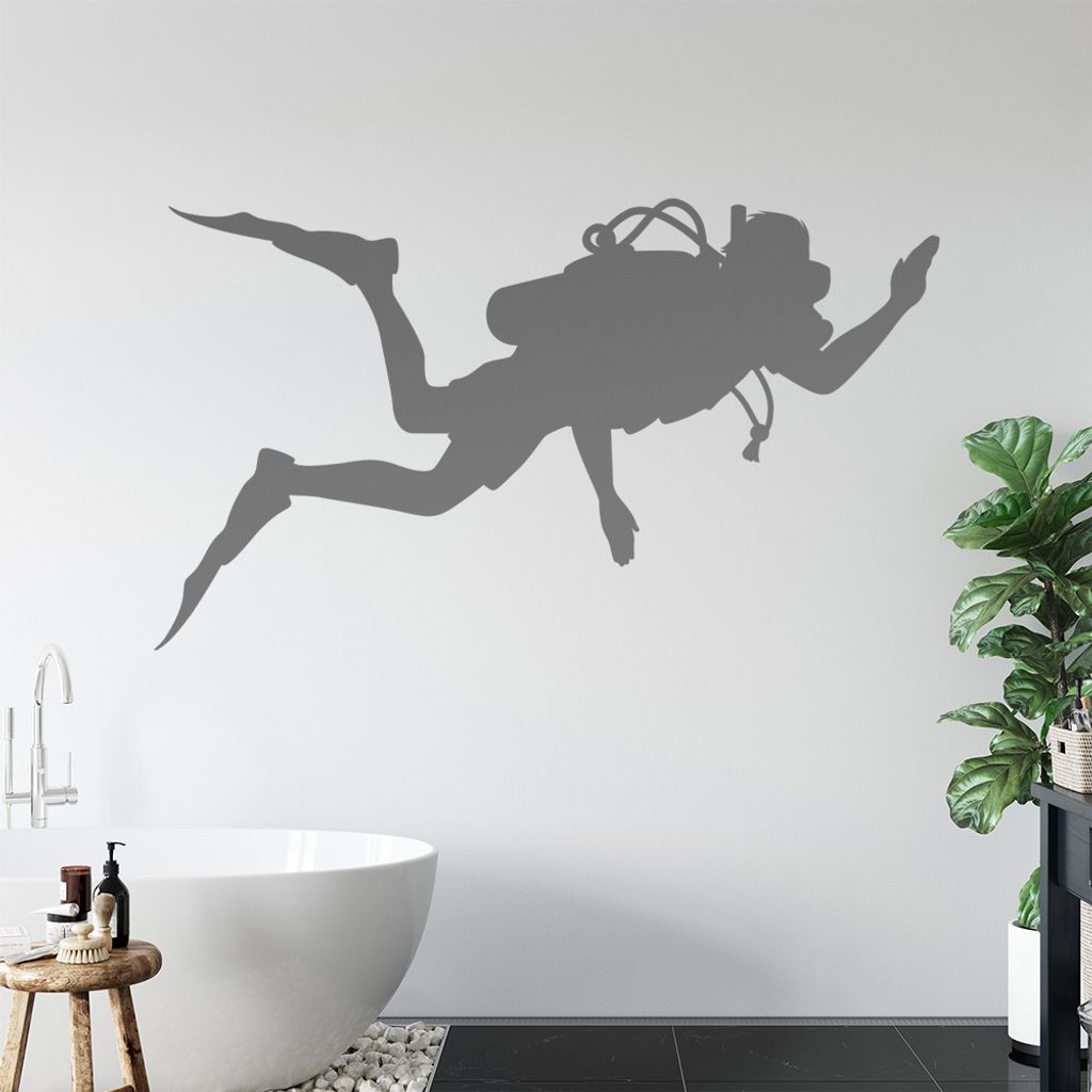 KIWISTAR Taucher mit Druckluftflasche Wandtattoo in 6 Größen - Wandaufkleber Wall Sticker - Dekoration, Küche, Wohnzimmer, Schlafzimmer, Badezimmer