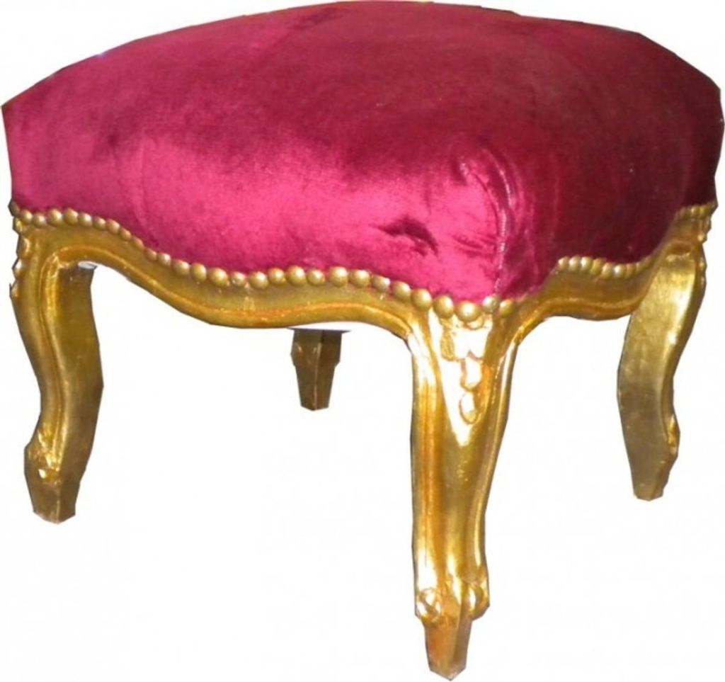 Barock Fußhocker Bordeaux / Gold Produktbild 
