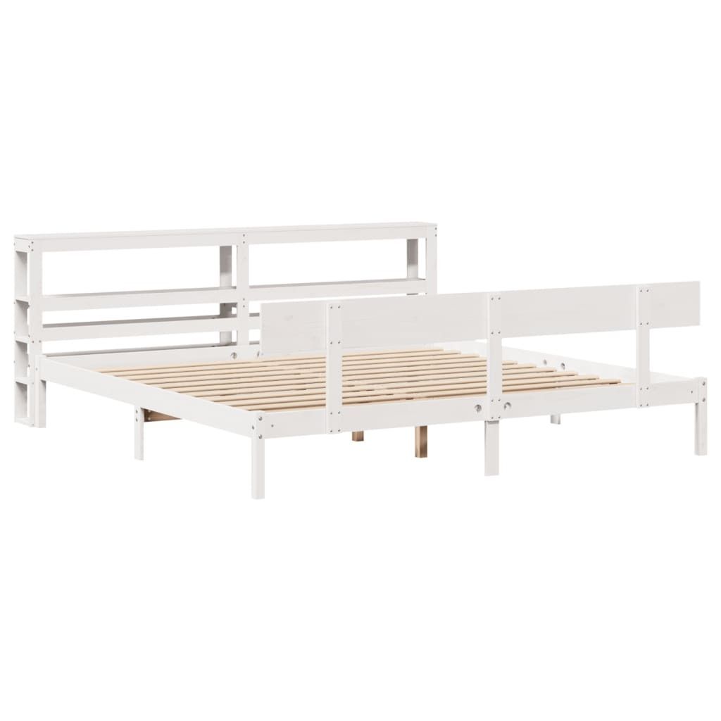 Massivholzbett ohne Matratze Weiß 180x200 cm Kiefernholz