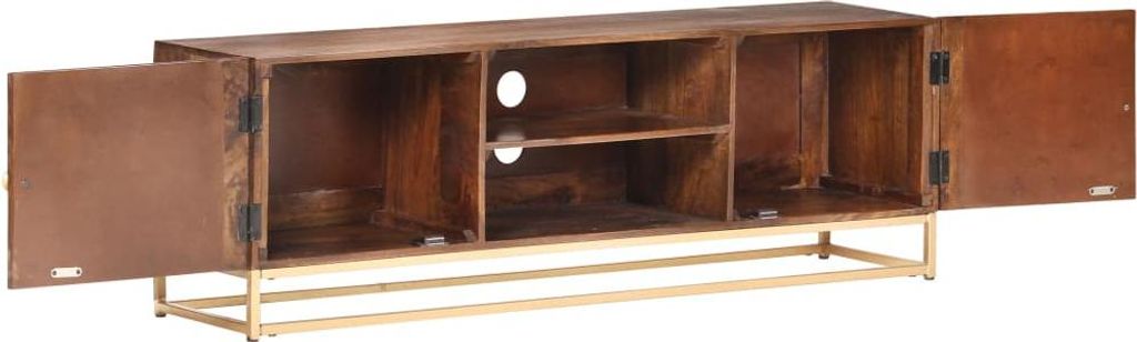 vidaXL TV-Schrank 124 x 29 x 45 cm, massives Mangoholz