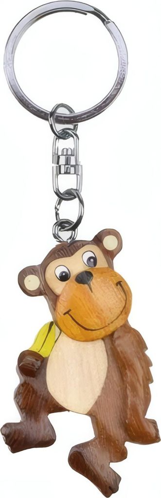 Lustiger Holz Schlüsselanhänger Affe Produktbild 
