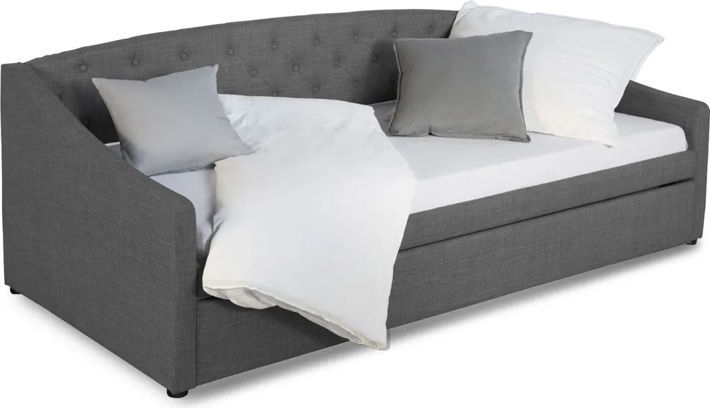 Canapé Lit Extensible 90x200 Gris : Sommier rembourré et Tiroir discret