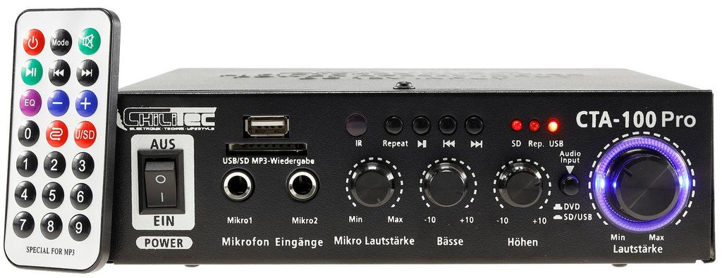 CHILITEC CTA-100 Stereo-Verstärker, 100 Watt RMS, USB Produktbild 