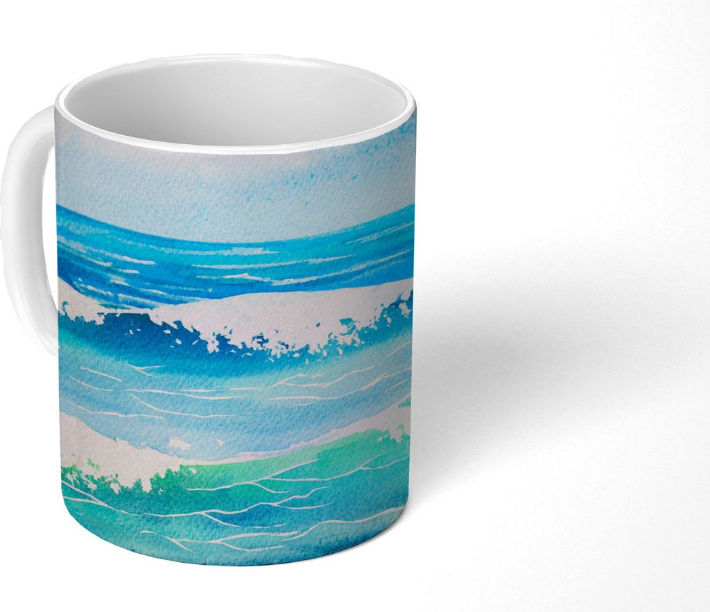 MuchoWow Tasse Kaffeetasse Kaffeebecher 350 ml Meer - Golf - Aquarell Teetasse - Fototasse - Becher - Keramikbecher - Teebecher - Kaffeetasse - B...