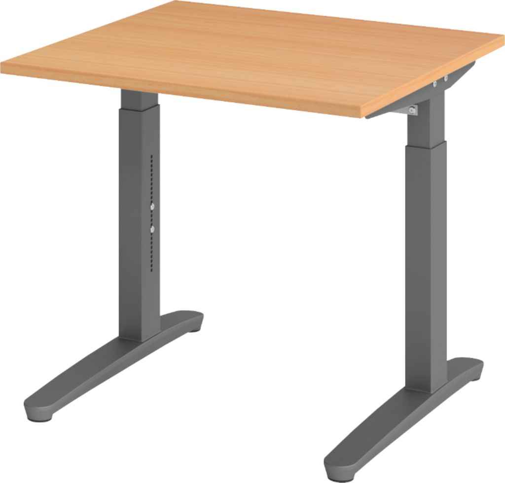 bümö Schreibtisch Serie-XB - Nachbildung: Buche, Größe: 80 x 80 cm, Gestell: Graphit