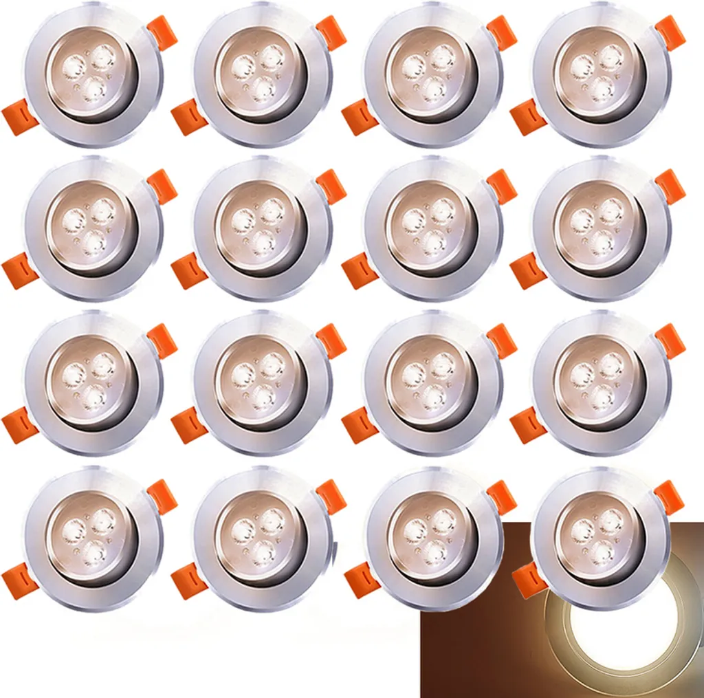 Projecteur LED Encastrable 3W Étanche IP44 Blanc Chaud Pack Éco de 20 Spots