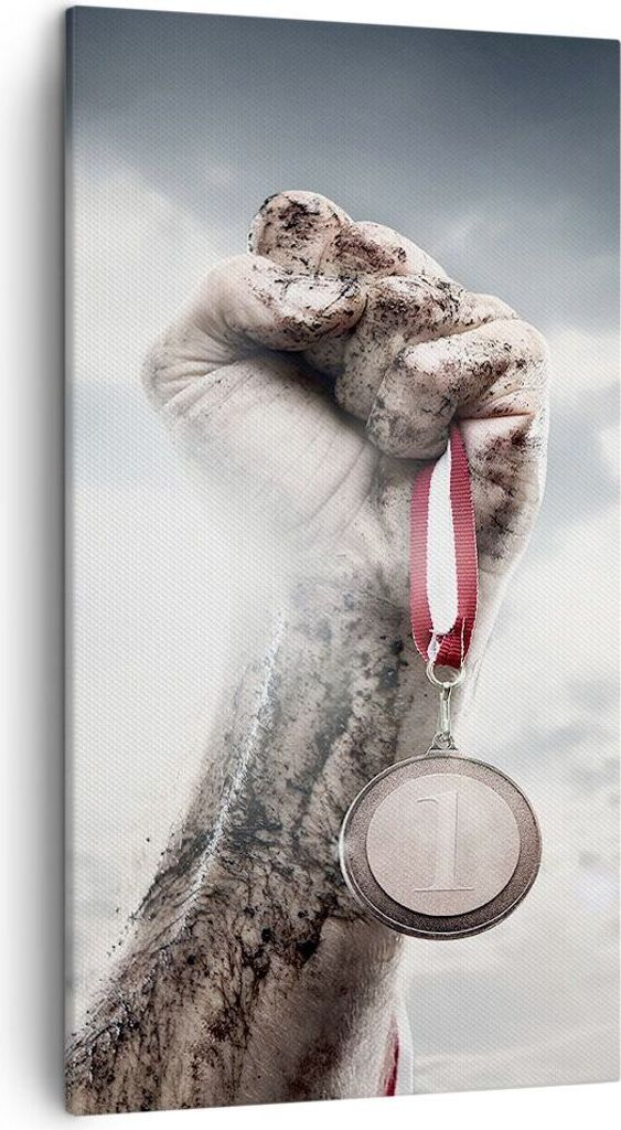 Bild auf Leinwand - Leinwandbild - Sport Medaille Sieg Trophäe - 45x80cm - Wand Bild - Wanddeko - Leinwanddruck - Bilder - Kunstdruck - Wanddekora...