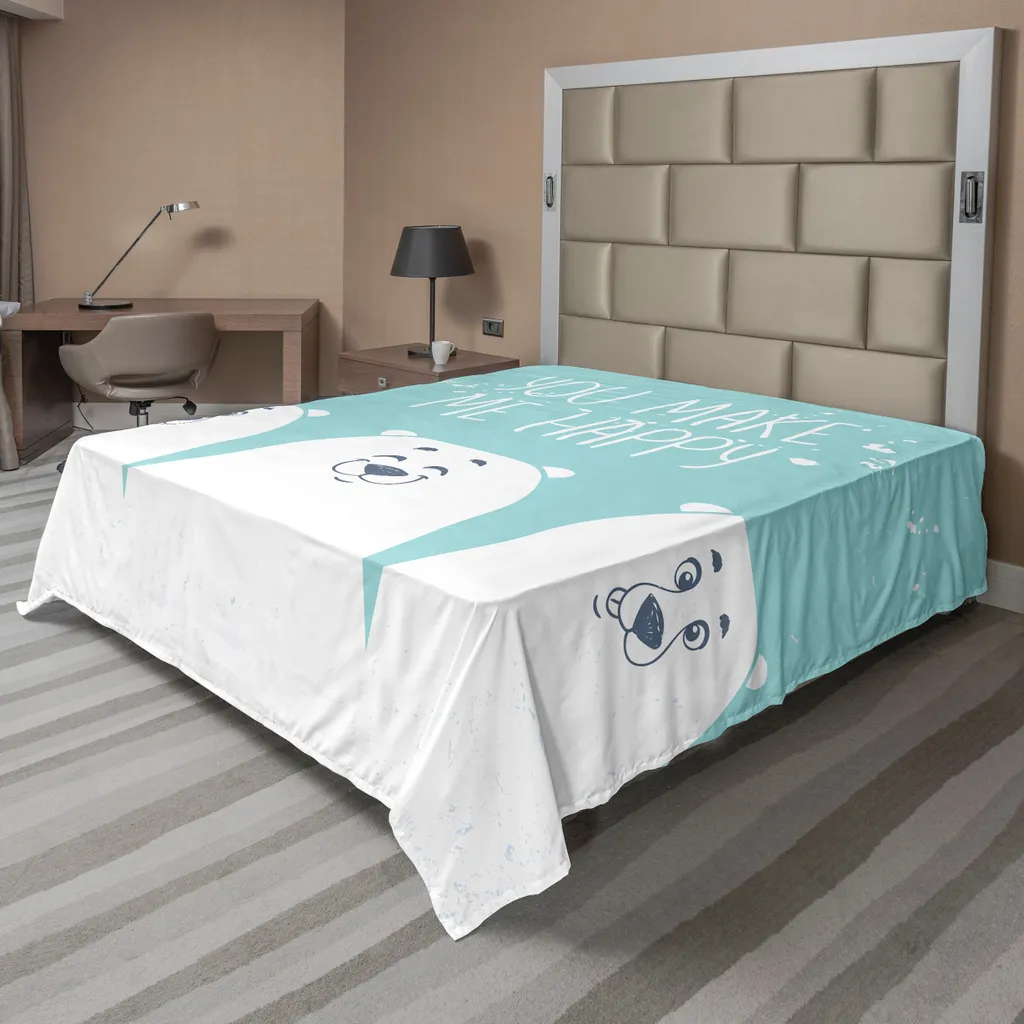 Lenzuolo Premium ABAKUHAUS Microfibra 266x260 Orsetti Acquamarina
