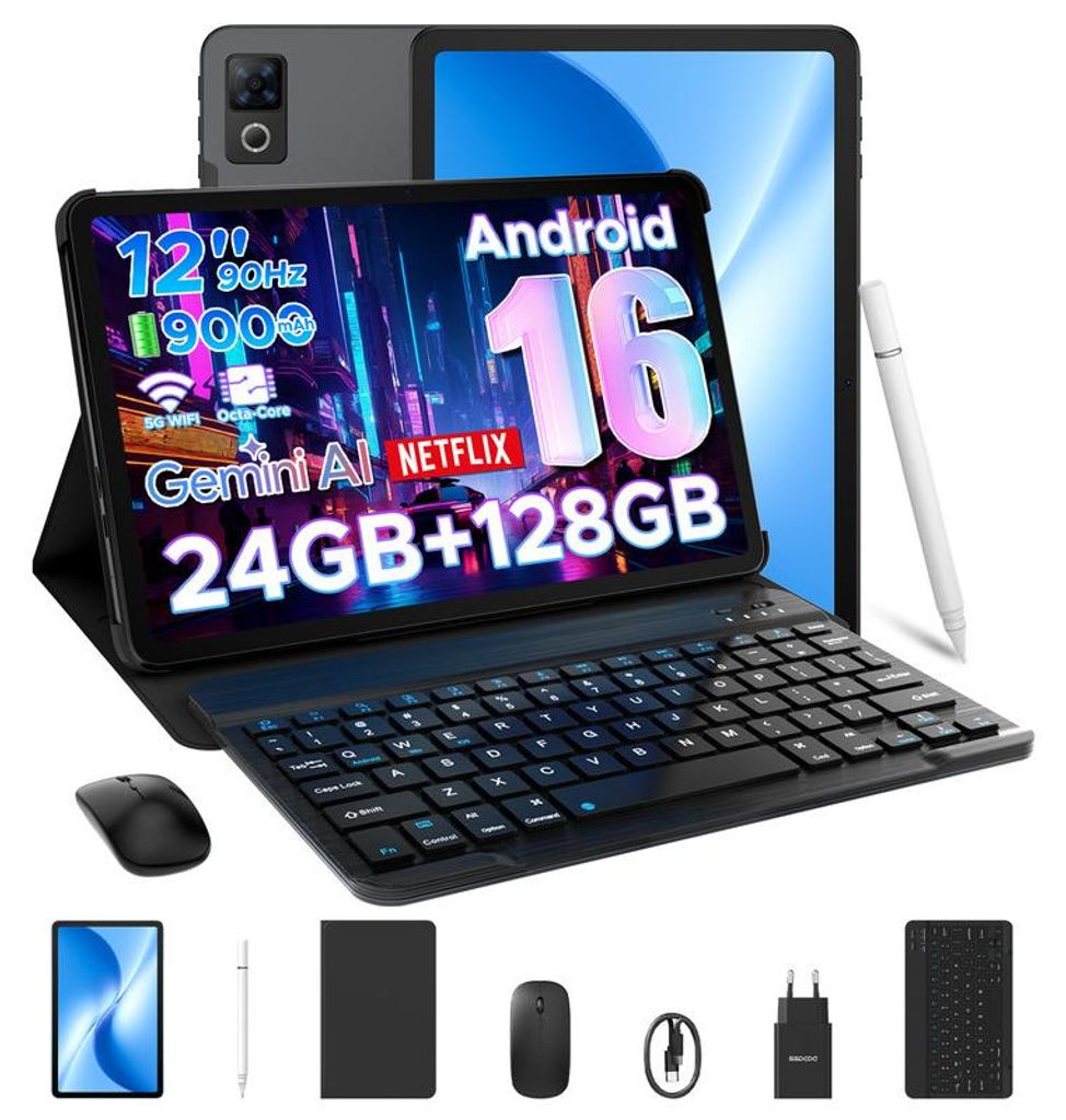 DOOGEE U12 Tablet Android 16, 12 Zoll, 24GB+128GB, 9000mAh, Produktbild 