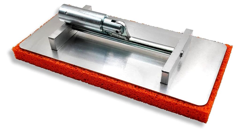 Egalisette Alu-Gelenk-Reibebrett mit Kippgelenk (ohne Stiel) - Stielreiber Gipsknecht Glätter mit Schwammgummi-Auflage 280x140x20mm