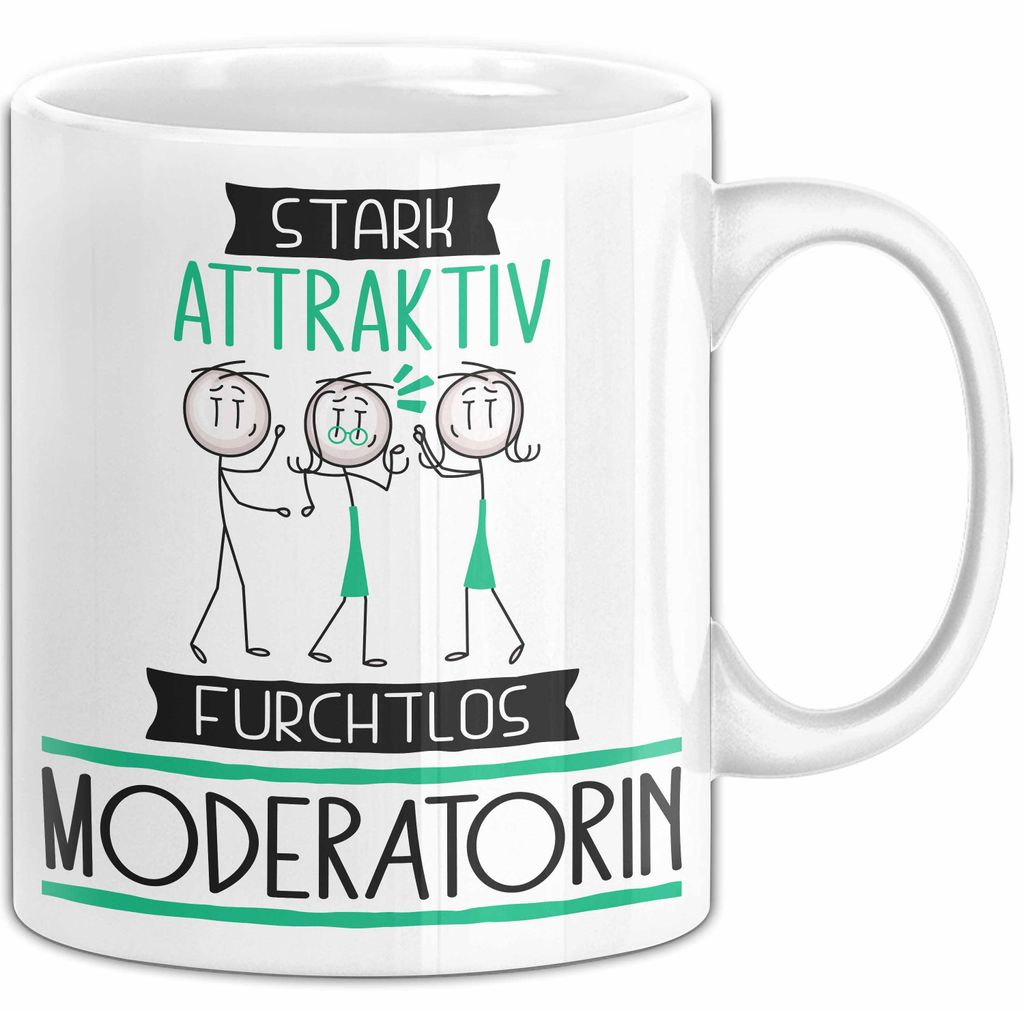 Moderatorin Tasse Geschenk Becher Stark Attraktiv Furchtlos Moderatorin Lustige Geschenkidee (Weiß)