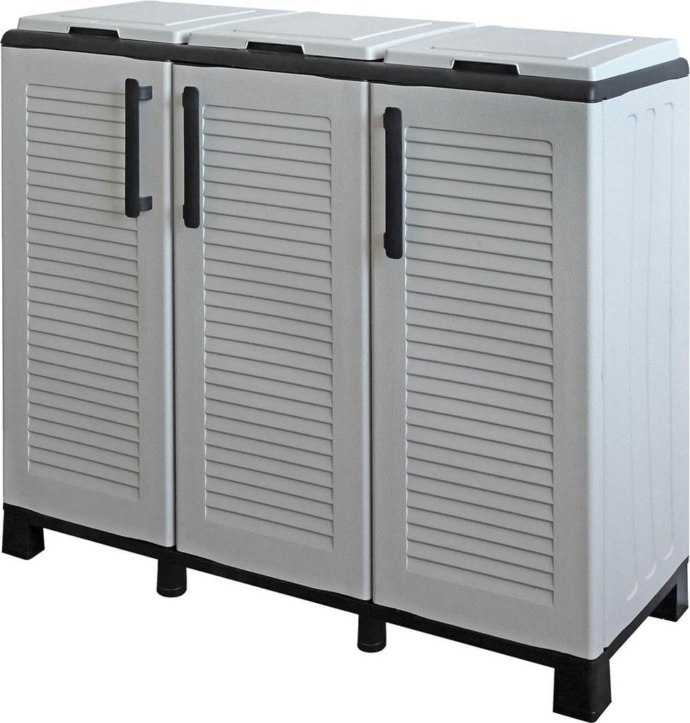 Poubelles de tri Selectif 3 Sacs Armoire Recyclage Gris Image du produit 
