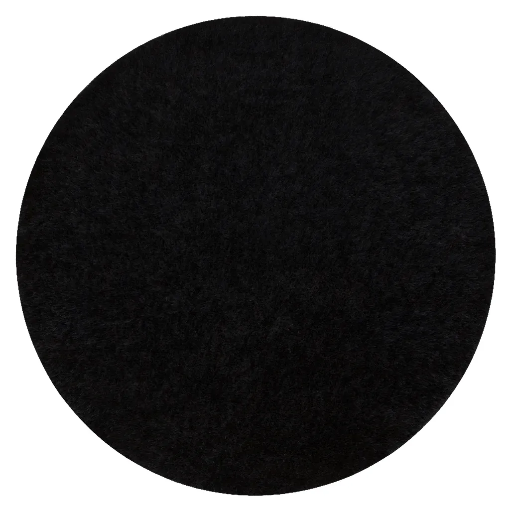 Grand tapis de salon rond noir 200cm shaggy BUENOS pour ambiance cosy - 3